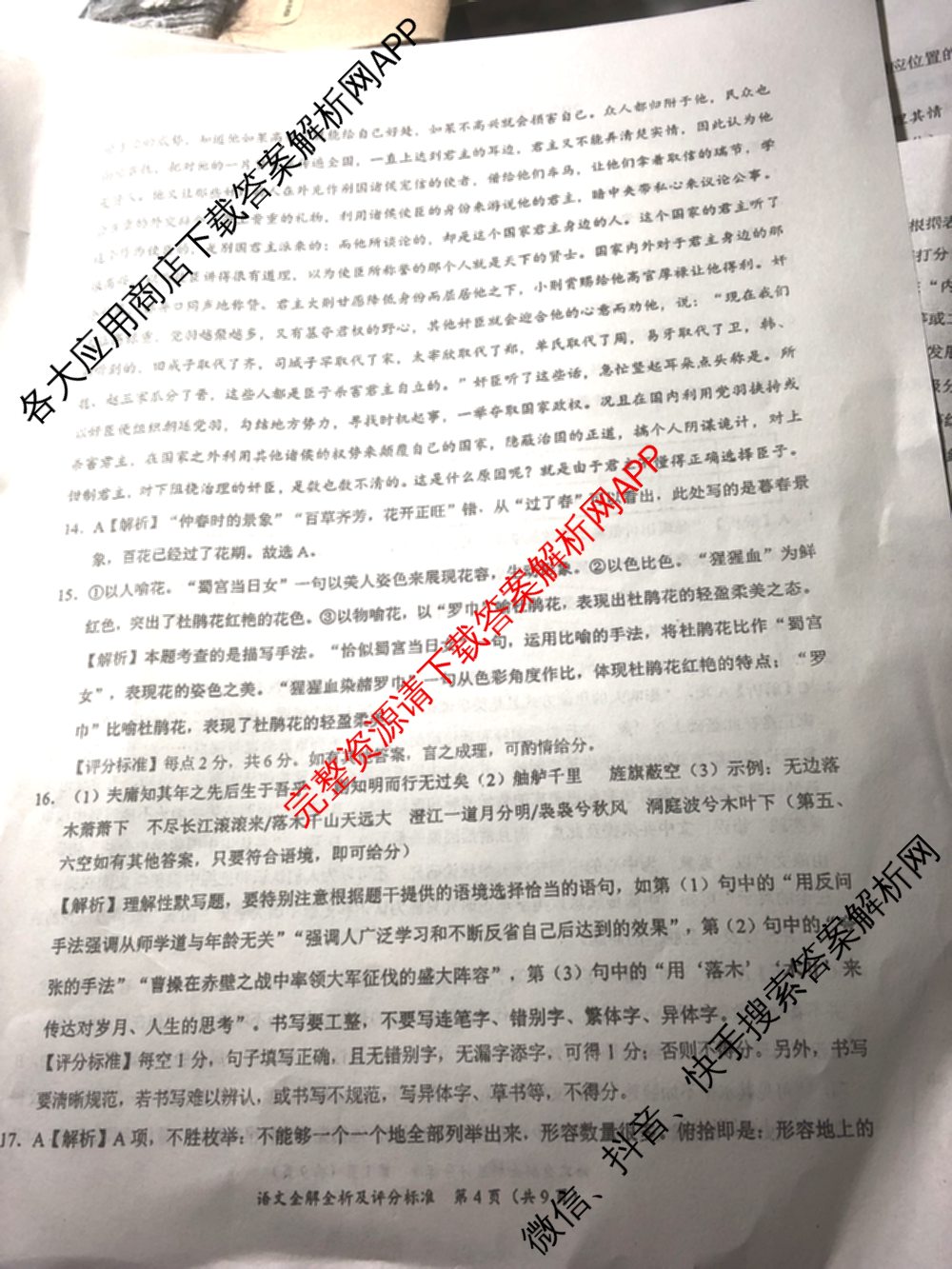 2024届高三5月大联考语文(全国甲卷)答案